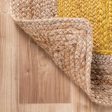 Natural Jute Area Rug – Yellow with Beige Border for Bright Home Decor