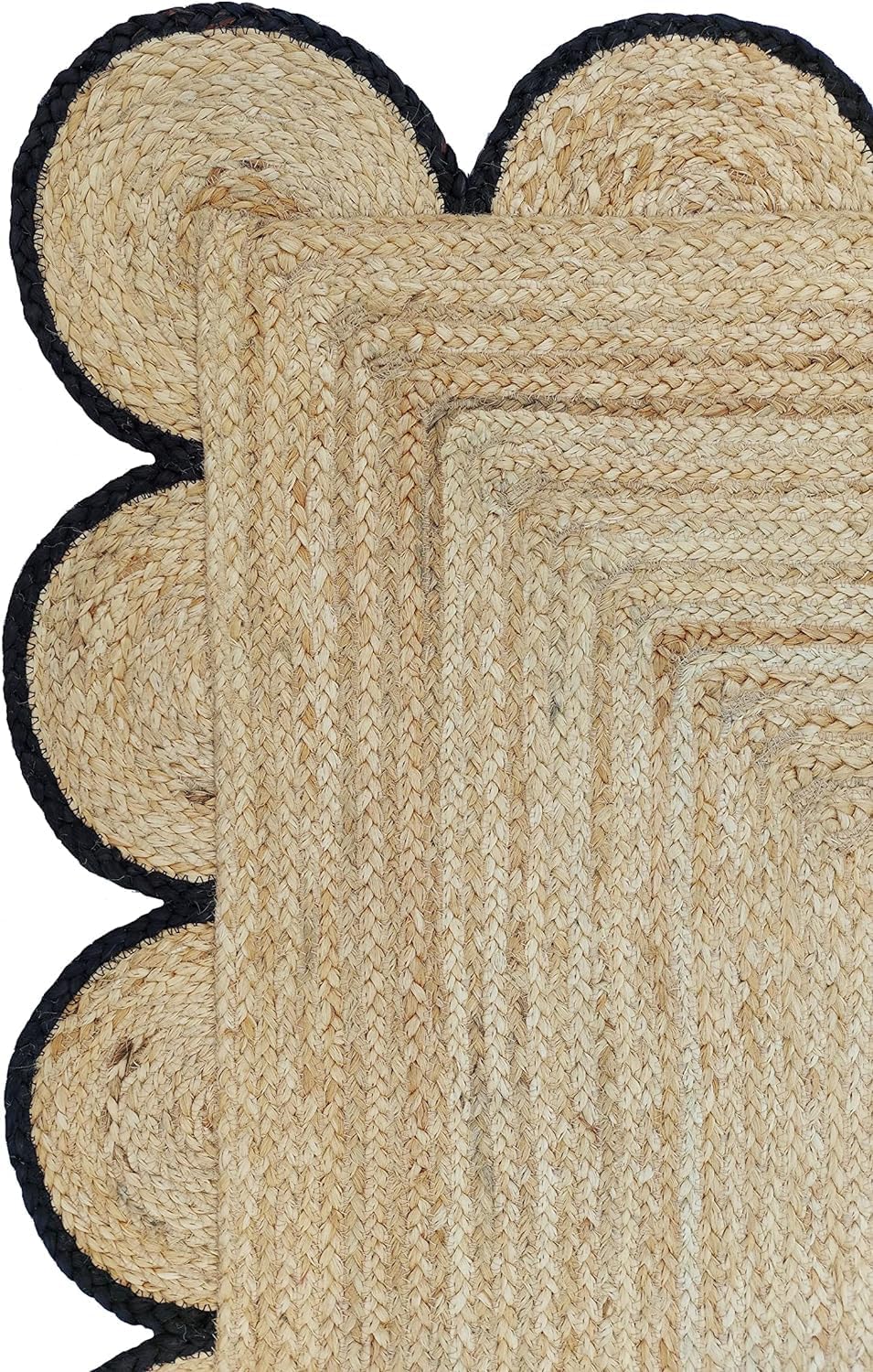 Hand Weaving Village  Decorative scalloped jute rug
