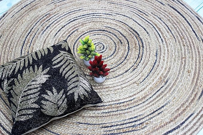Round Reversible Centre Table Rug Mat for Living Room