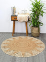 Round Traditional Design Jute Door Mat for Bedroom, Living Room, Dining Room