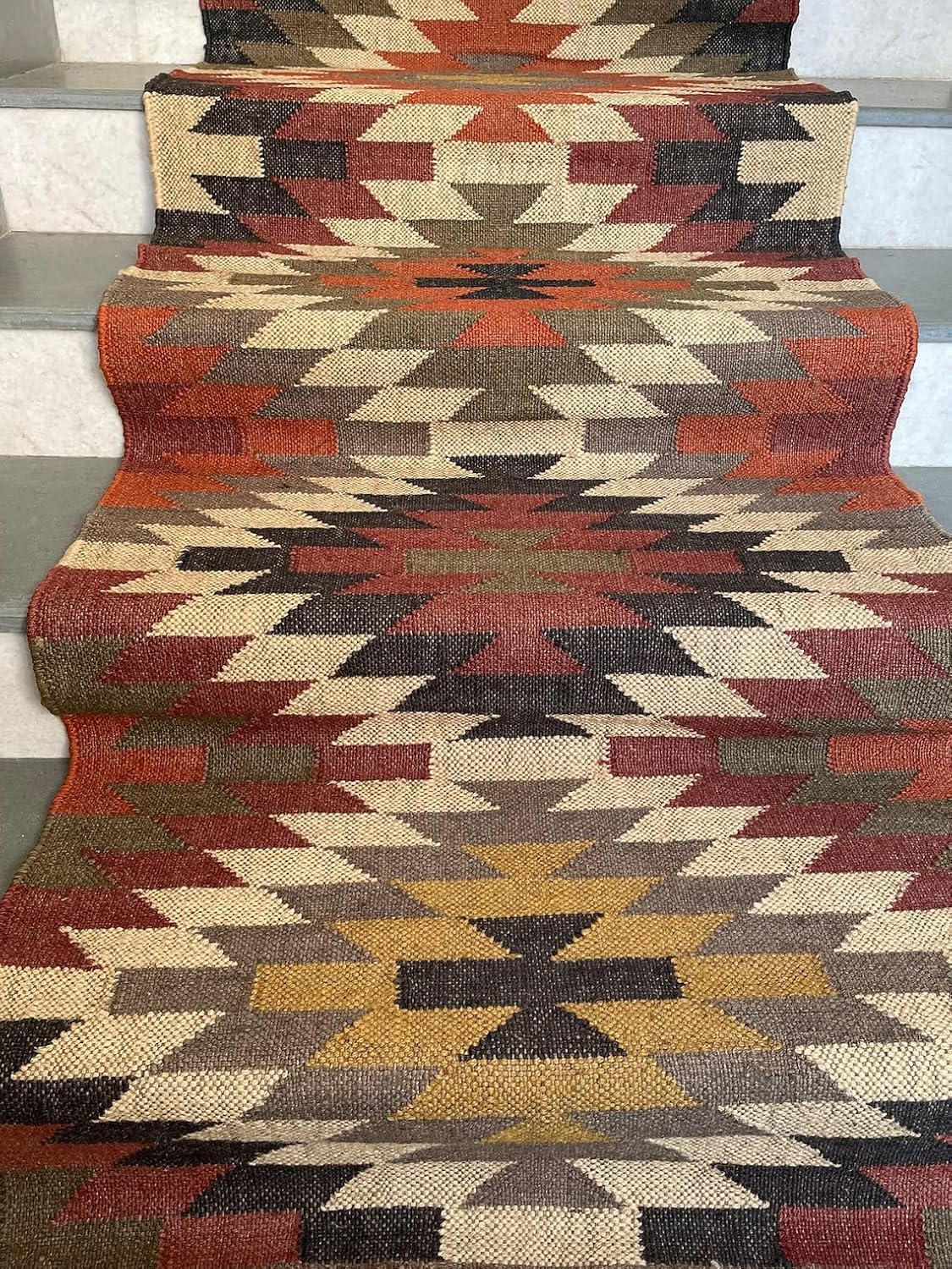 Tapis d'escalier Kilim tissé à la main, tapis d'escalier 