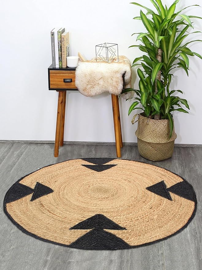Round Traditional Design Jute Door Mat for Bedroom