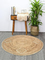 Handmade Braided Round Carpet – Woven Jute Rug with Traditional Design