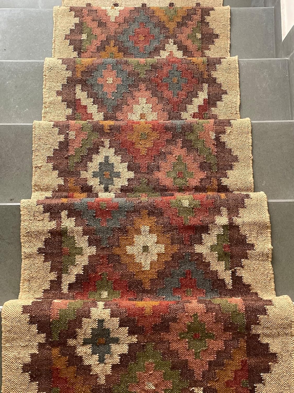 Tapis d'escalier Kilim tissé à la main, tapis d'escalier 