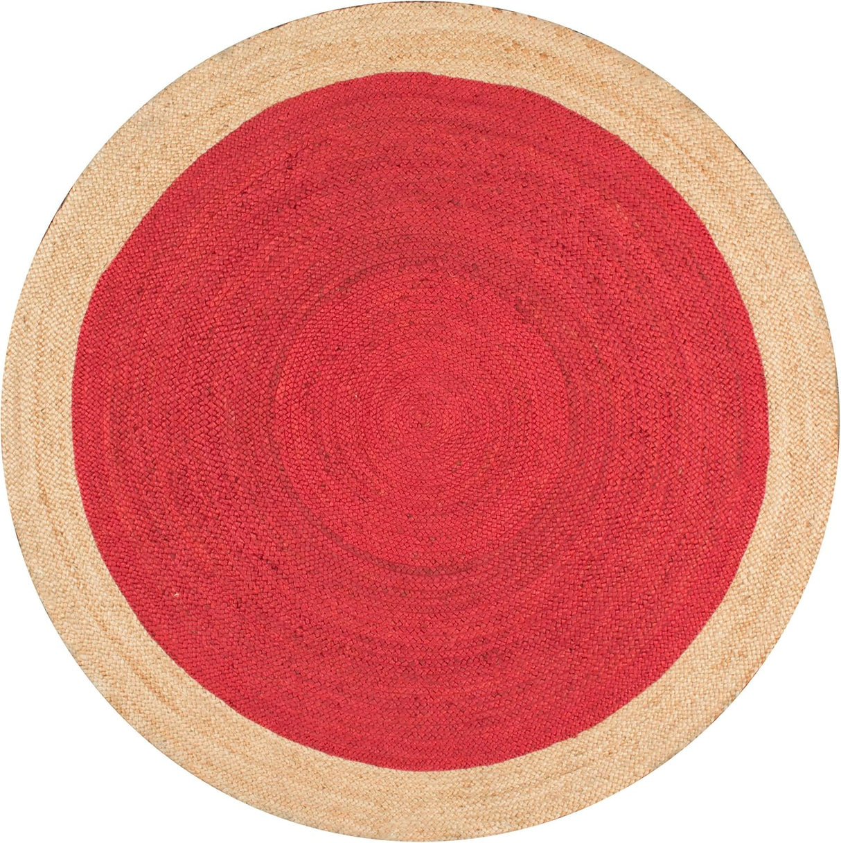 Red with Beige Border Natural Jute Rugs