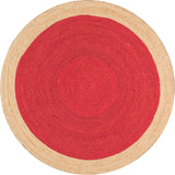 Red with Beige Border Natural Jute Rugs