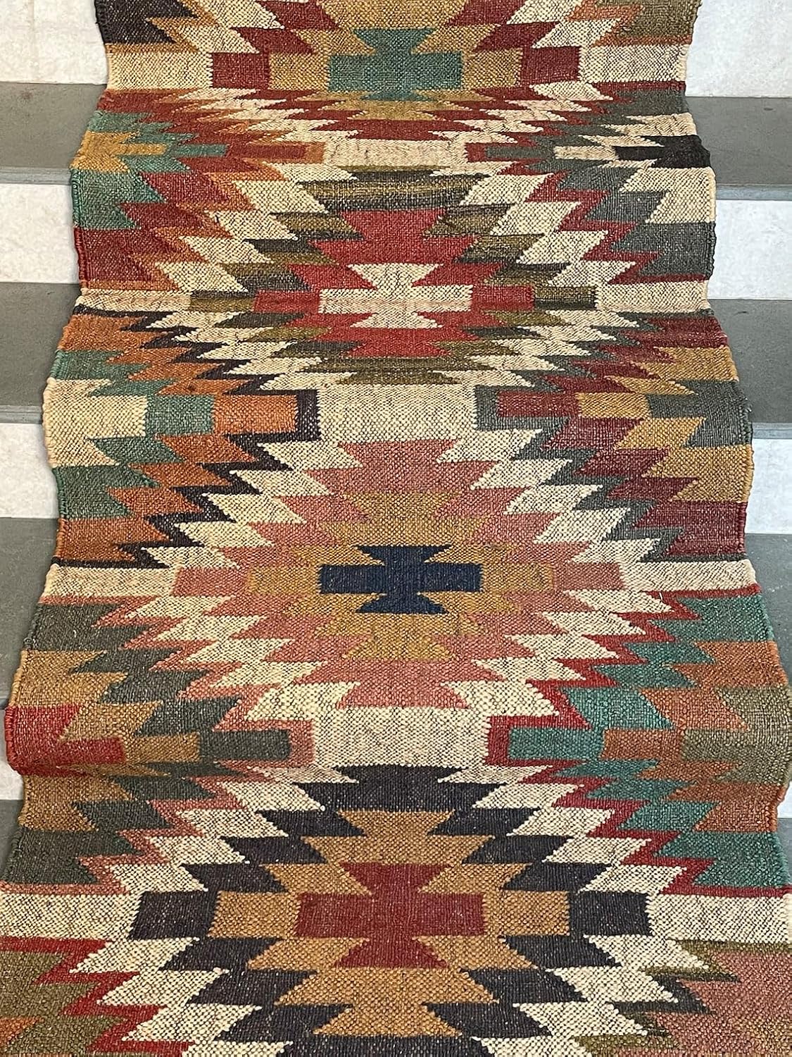 Tapis d'escalier Kilim tissé à la main, tapis d'escalier 
