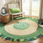 Boho Round Fringed Rug – Beautiful Jute & Cotton Area Mat for Modern Interiors