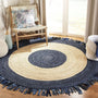Boho Round Fringed Rug – Beautiful Jute & Cotton Area Mat for Modern Interiors