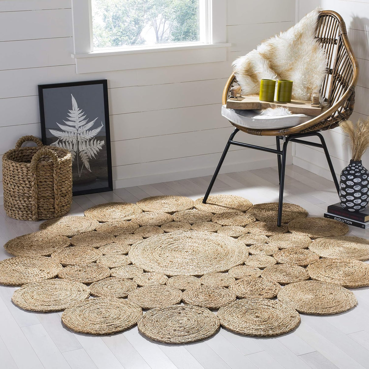Handmade Boho Farmhouse Jute Carpet For Office