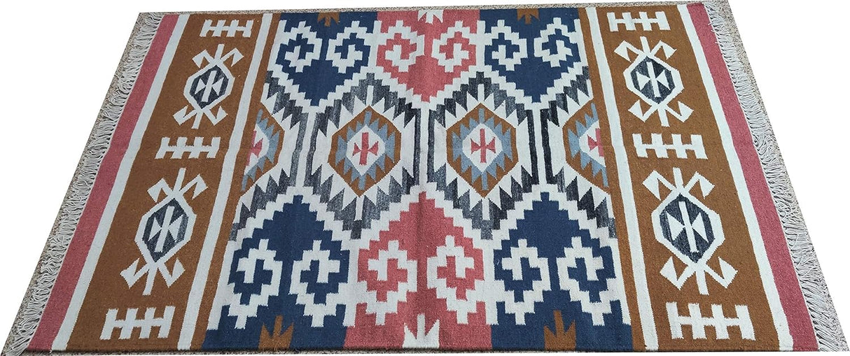 Kilim Dhurrie Rugs Multi Colour Cotton Flat Weave Kilim Rug