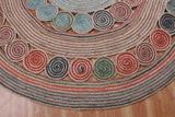 Geometric Beige & Multicolor Colorful Jute Chindi Cotton Area Rug
