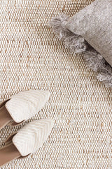 Cotton And Jute Area Rug Hand Woven Natural Farmhouse For Living Room