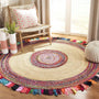 Boho Round Fringed Rug – Beautiful Jute & Cotton Area Mat for Modern Interiors