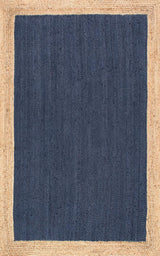 Navy with Beige Border Handmade Rustic Jute Area Rugs