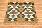 Wool Kilim Rug,Yellow Multicolor Wool & Jute Hand Woven Rug