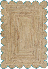 Hand Weaving Village  Decorative scalloped jute rug