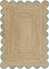 Hand Weaving Village  Decorative scalloped jute rug