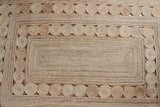 Indian Handmade Jute Rugs Geometric Beige Hand Braided Rag Rug for Doorway Door Mate