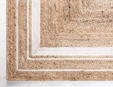 White Braided Border Bohemian  Natural Fiber Rugs
