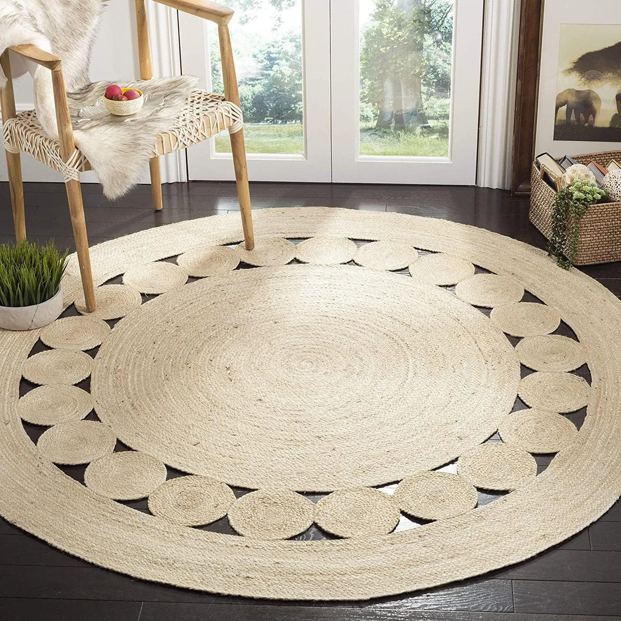 Round Carpet Hand Braided Natural Jute Rug