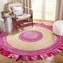 Boho Round Fringed Rug – Beautiful Jute & Cotton Area Mat for Modern Interiors