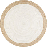 White with Beige Border Handmade Natural Fiber Rugs