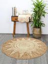 Round Traditional Design Jute Door Mat for Bedroom, Living Room, Dining Room