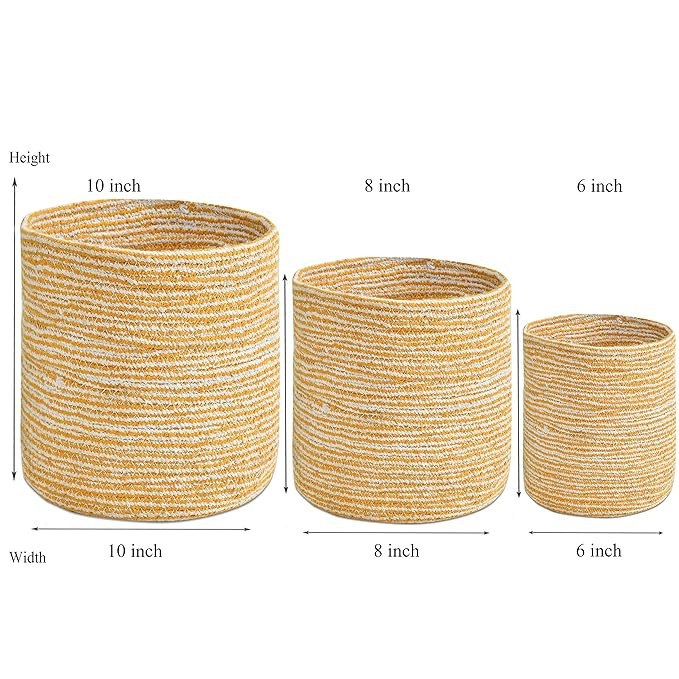 Braided Cotton Baskets | Storage Bins Organizer | Laundry, Toys & Planter Basket