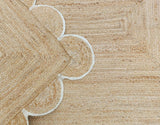 Hand Weaving Village  Decorative scalloped jute rug