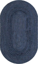 Natural Jute Hand Braided Bohemian Blue Jute Area Rugs