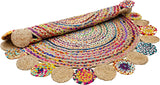 Hand Braided Pinwheel Multicolor Chindi Rug