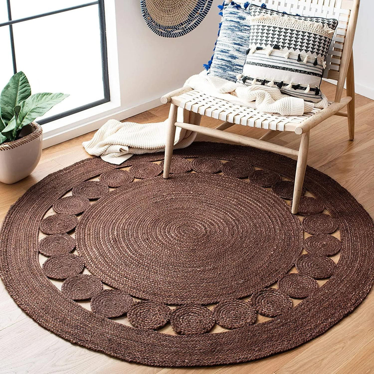 Round Carpet Hand Braided Natural Jute Rug