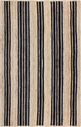 Indian Hand Braided Rug Geometric Black & Beige Jute Rug for Home/Office