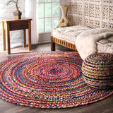 Round Shape Cotton-Jute Hand Braided Natural Jute Rugs