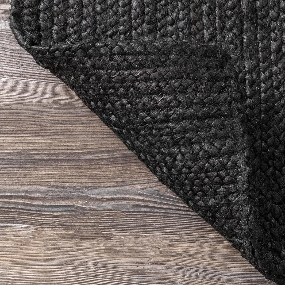 Natural Hand Braided Bohemian Black Jute Area Rugs