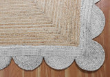 Hand Braided  Indoor Outdoor Soft scalloped jute rug