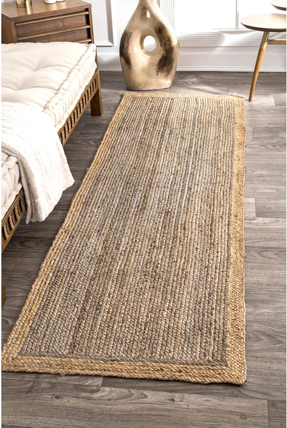 Grey with Beige Border Natural Fiber Rugs