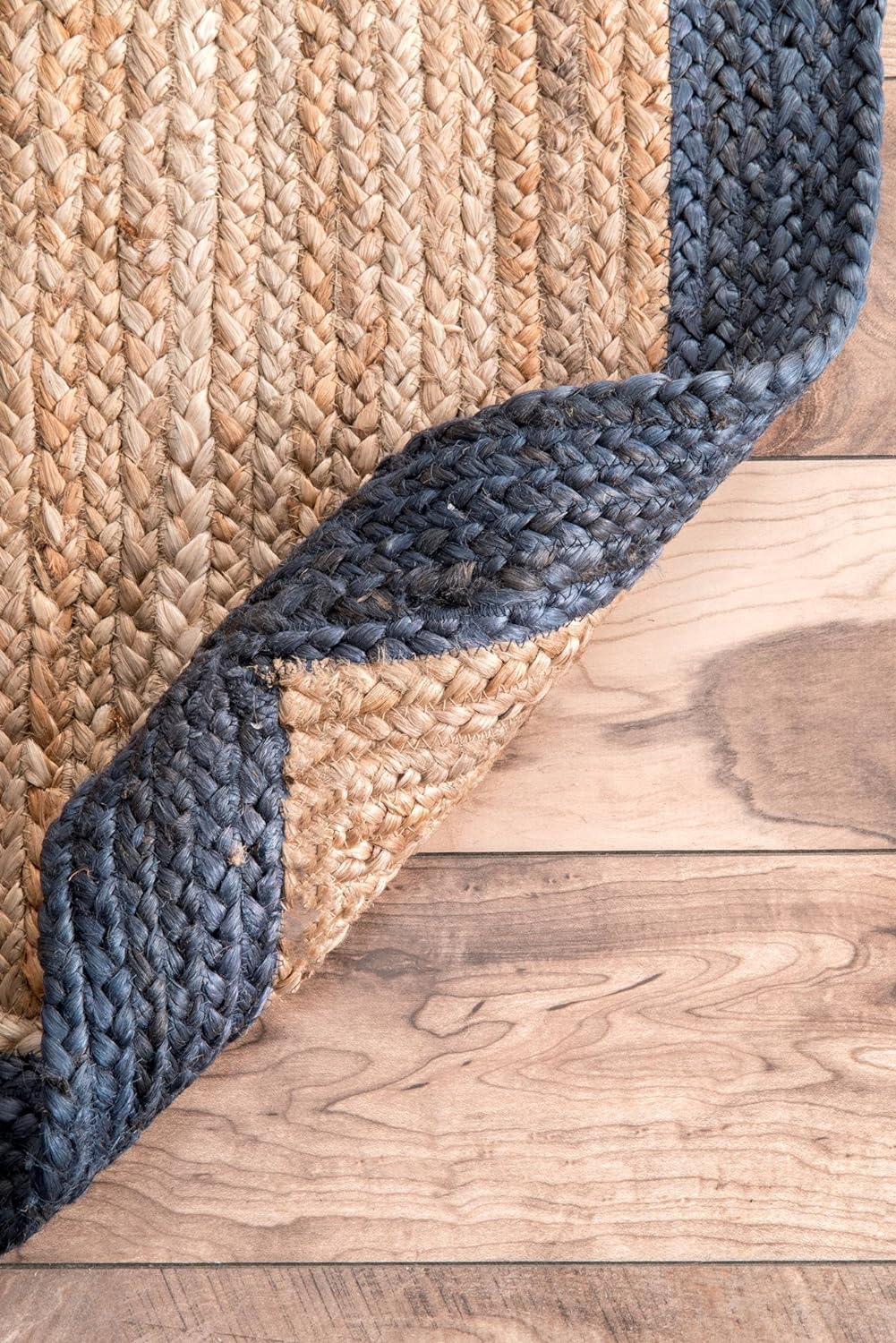 Beige with Blue Border Natural Jute Rugs