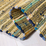 Handmade Boho Stripe Washable Yellow/Multi Cotton Rugs For Living Room