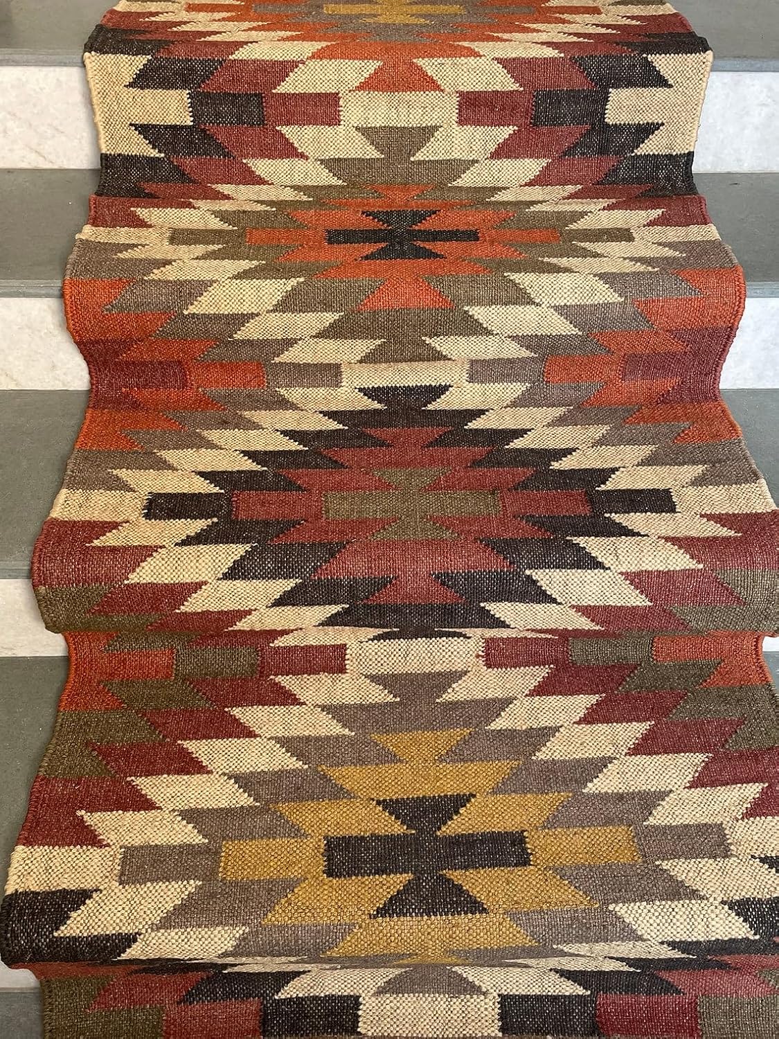 Tapis d'escalier Kilim tissé à la main, tapis d'escalier 