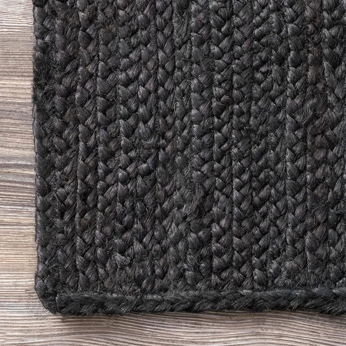 Natural Hand Braided Bohemian Black Jute Area Rugs