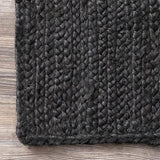 Natural Hand Braided Bohemian Black Jute Area Rugs