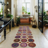 Geometric Beige & Multicolor Colorful Jute Chindi Cotton Area Rug