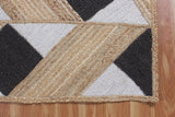 Unique Design Geometric Hand Woven Beige Black  Indian Area Rugs for Living Room, Hall