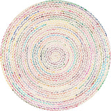 Round Natural Jute Rug – Cotton Blend Hand-Braided Area Rug