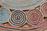 Geometric Beige & Multicolor Colorful Jute Chindi Cotton Area Rug