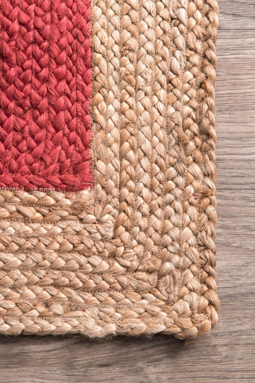 Red with Beige Border Natural Jute Rugs
