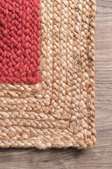 Red with Beige Border Natural Jute Rugs
