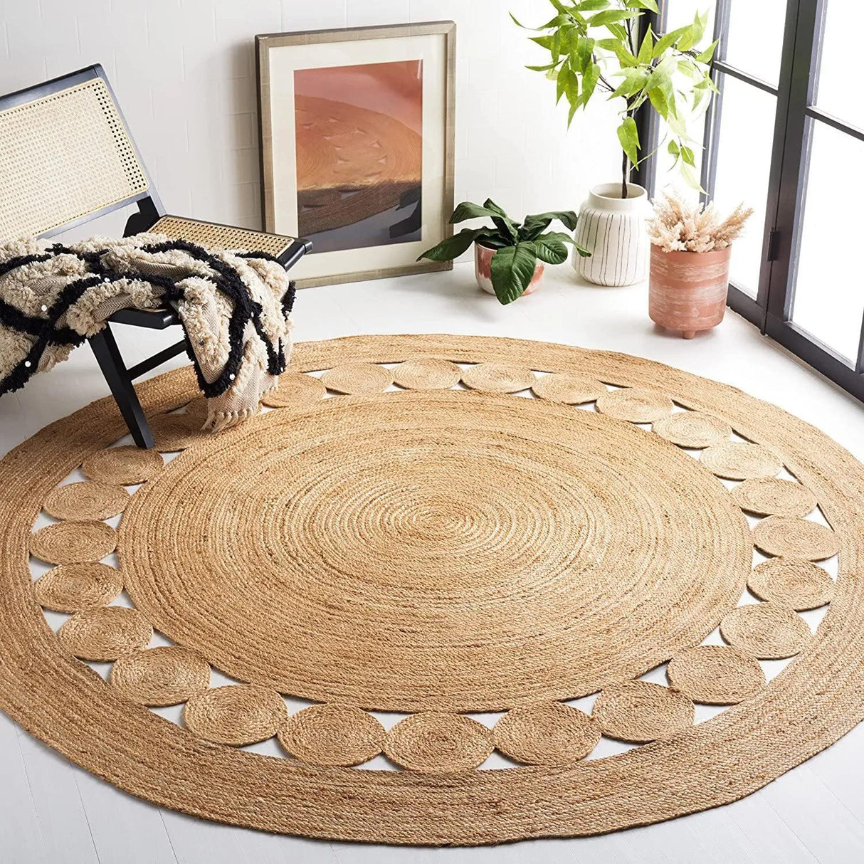 Round Carpet Hand Braided Natural Jute Rug